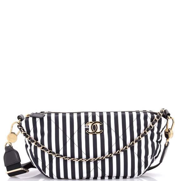 Chanel Large CC Convertible Chain Zip Hobo Quilted Printed Nylon - Picture 1 of 5
